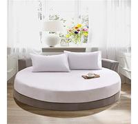 YUDEYU Cama Redonda Sábanas Ajustables Anti-Suciedad Protectores de colchón una Sola Capa Suave Toda la Tela de algodón Colcha(Blanco,Diameter 2.4m)