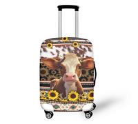 YUDINGFIN Funda para maleta, fundas de equipaje con cremalleras, antiarañazos, rendimiento elástico en uso a largo plazo, fundas de equipaje para aeropuerto y exteriores, Vaca y girasoles, S-18-21