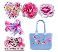 Yudisho 5 dijes brillantes para bolsa, bonitos dijes acrílicos para bolsas de Bogg, para bolsa de playa simplemente sureña, color rosa, Talla única, Plástico, No es una piedra preciosa