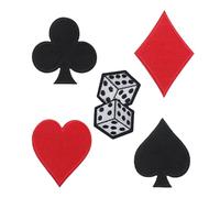 Yudisho Juego de 5 parches de cartas de juego, parche de corazón rojo y negro, juego de tarjetas de Las Vegas, bordado de apliques, jeans, sombrero, bolsa, ropa, bricolaje