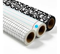 Yudlto Paquete de 3 rollos de papel tapiz de composición para despegar y pegar, papel de contacto blanco y negro impermeable de 1 x 10 pies para decoración de aula, tablero de anuncios de borrado en