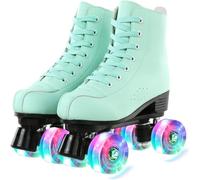 YUDOXN Patines 4 Ruedas, Patines Paralelos con Ruedas Luminosas, Top Alto Clásico PatinesSobreRuedas para Adulto, Niñas, Niños y Principiante (41, Green)