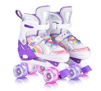YUDOXN Patines 4 Ruedas, Patines Roller Ajustables,Patines Paralelos con Ruedas Luminosas de Malla Transpirable para Niñas, Niños y Principiantes Tamaño 31-42 (S, Purple-D)