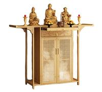 YUE JJXN Altar Budista de Estilo Chino con Cajones, Santuario Budista con Estante de Almacenamiento Retráctil, Adecuada para Salas de Estar, Santuarios y Templos(Beige,140x40x101cm/55x16x40in)