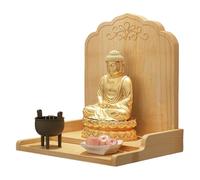 YUE JJXN Altar Budista de Pared, Mini Atar Budista, Madera de Pino Engrosada, con Diseño Escalonado, Adecuada para Meditación y Actividades de Culto Personales(Beige,43x37x42cm/17x15x16.5in)