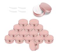 YUE QIN 15 Piezas Tarros de Aluminio Tarros Cosmeticos Vacios Tarros para Muestras de Cremas Bote Vacio 10ml para Bálsamos Labial, Cosméticos, Velas, Loción Trae una Cuchara Mediana(Oro Rosa)