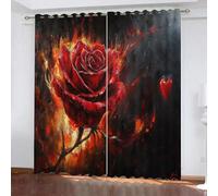 YUEAHOL Cortinas Infantiles 3D Rosa de Llama Arte Abstracto Cortinas Opacas 2 Piezas Cortinas Termicas Aislantes Frio y Calor Cortina con Ojales, Salon, Habitacion Juvenil, 264 x 214 cm