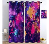 YUEAHOL Patrón de Estrella Cortinas Opacas, Grafiti Colorido Cortinas Termicas Aislantes Frio y Calor Cortinas Blackout con Ojales 2 Piezas para Dormitorio, Salon y Cocina 234 x 230 cm