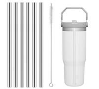 Yuecda Pajitas de metal reutilizables para vaso Stanley Iceflow Flip de 30 onzas, paquete de 6 pajitas de acero inoxidable de repuesto con 1 cepillo limpiador de pajitas para accesorios Stanley (para