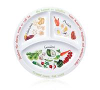 Yuecda Plato de control de porciones para una dieta equilibrada, plato de alimentación saludable para adultos y adolescentes, divisiones de melamina, pérdida de peso, diabetes (1)