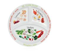 Yuecda Plato de control de porciones para una dieta equilibrada, plato de alimentación saludable para adultos y adolescentes, divisiones de melamina, pérdida de peso, diabetes (italiano)