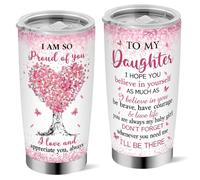Yuecda Vaso de regalo para hija de mamá y papá, 1 unidad, taza para hijas, regalos para mi niña de parte de madre/padre, Navidad, día de la madre, regalos de cumpleaños para mi niña, regalo para hija