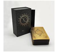 Yuechuxiao Baraja de Cartas de Tarot Original con guía, 78 PVC Impermeable Antiarrugas Juegos de Cartas de Tarot de lámina de Oro para Principiantes a avanzados, Versión Rusa