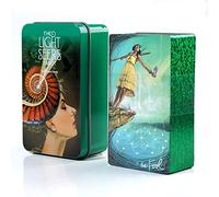 Yuechuxiao Las Cartas del Tarot de los videntes de la luz, 78 Piezas de baraja de Cartas del Tarot con Hoja de Oro en el Borde, Cartas de oráculo con guía y Caja de Metal para Principiantes