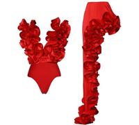 YUECIBAI Bikinis Bañador Traje De Baño Y Falda con Volantes 3D Traje De Baño Ropa De Playa para Mujer Traje De Baño M Onepieceandskirt