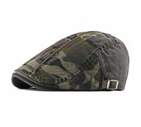 YUECIBAI Boinas Sombreros Boinas De Camuflaje Sombreros para Hombres Mujeres Gorras De Espiga De Patchwork Gorra De Vendedor De Periódicos De Algodón Lavado Sombrero Plano Ajustable 55 A 60 Cm Gris