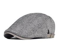 YUECIBAI Boinas Sombreros Gorra De Gran Tamaño Hombres Grueso Cálido Vintage Espiga Casual Raya Boinas Sombrero Plano Gorra Ajustable59-63Cm Gris