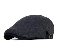 YUECIBAI Boinas Sombreros Gorra De Talla Grande para Hombre Gruesa Cálida Vintage En Espiga Informal A Rayas Boinas Planas Ajustable 59-63Cm Negro