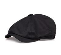YUECIBAI Boinas Sombreros Moda Newsboy Cap Hombres Sarga Algodón Ocho Panel Sombrero Mujeres Niño Gorras Retro Grandes Sombreros Hombre Boina Sombreros L Negro