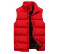 YUECIBAI Chalecos Vest Chaleco De Hombre con Estilo Chaqueta De Algodón A Prueba De Otoño Invierno Color Puro Chaleco Recto L Rojo