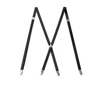 YUECIBAI Tirantes Suspender Metal X Back Suspensorio Classic 4 Clips Alto Elástico Negocio Sólido Hombres Mujeres Pantalón Tirantes Negro