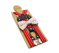 YUECIBAI Tirantes Suspender Tirantes Rojos Para Hombre Tirantes Para Mujer Vestido Con Pajarita Cinturón Con Tirantes Pantalones Con Tirantes A Rayas Y En La Espalda Para Adultos Rojo