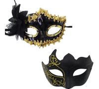 YUEcthynous Juego de máscara veneciana, máscara veneciana para hombre/mujer, misteriosa, baile de máscaras, fiesta para Halloween, carnaval, fiesta, disfraz (dorado)