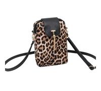 YUEcthynous Leopard Damen Brieftasche,Mini Leoparden Tasche,große Kapazität,Geldbörsen für Mädchen,kleine Umhängetasche für Damen Handytasche zum Umhängen Crossbody Bag RFID-blockierend Schwarz Braun