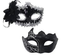 YUEcthynous Máscara veneciana, 2 unidades, máscara de carnaval para hombre, mujer, bola de máscara brillante de Venecia, accesorio para disfraz de Halloween, disfraz para carnaval, fiesta (plata)