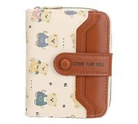 YUEcthynous Oso corto monedero para mujer, bonito oso para mujer, pequeño con bloqueo RFID y muchos compartimentos, para niñas, varios compartimentos, soporte para tarjetas de crédito, estampado de