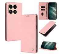 YUECXIN Cuero Funda para Xiaomi 15T Estuche, Flip Billetera Plegable Cubierta Libro, con Soporte/Ranura para Tarjeta/Cierre Magnético/Bloqueo RFID Cubierta. Rosa
