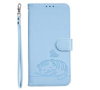 YUECXIN Flip Funda para Honor 600 Pro 5G, Patrón de Gato Cuero PU Carcasa Tipo Libro Cubierta con Tarjetas Soporte Plegable Cierre magnético Bloqueo RFID, Azul