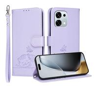 YUECXIN Flip Funda para OPPO A6 Pro 5G/4G, Patrón de Gato Cuero PU Carcasa Tipo Libro Cubierta con Tarjetas Soporte Plegable Cierre magnético Bloqueo RFID, Morado