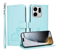 YUECXIN Flip Funda para OPPO Find X9 5G, Patrón de Gato Cuero PU Carcasa Tipo Libro Cubierta con Tarjetas Soporte Plegable Cierre magnético Bloqueo RFID, Verde Claro