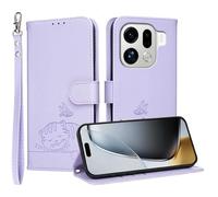 YUECXIN Flip Funda para OPPO Find X9 Pro 5G, Patrón de Gato Cuero PU Carcasa Tipo Libro Cubierta con Tarjetas Soporte Plegable Cierre magnético Bloqueo RFID, Morado