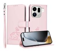 YUECXIN Flip Funda para OPPO Find X9 Pro 5G, Patrón de Gato Cuero PU Carcasa Tipo Libro Cubierta con Tarjetas Soporte Plegable Cierre magnético Bloqueo RFID, Rosa