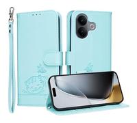 YUECXIN Flip Funda para Vivo V60 Lite 4G/5G, Patrón de Gato Cuero PU Carcasa Tipo Libro Cubierta con Tarjetas Soporte Plegable Cierre magnético Bloqueo RFID, Verde Claro