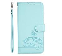 YUECXIN Flip Funda para Xiaomi Poco F8 Ultra 5G, Patrón de Gato Cuero PU Carcasa Tipo Libro Cubierta con Tarjetas Soporte Plegable Cierre magnético Bloqueo RFID, Verde Claro