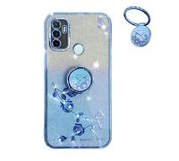 YUECXIN Funda Glitter para OPPO A53 / OPPO A53s 4G, Cute Brillante para Niñas Mujerese Carcasa Bling, Ultradelgado Suave Prémium Antigolpes TPU Bumper Silicona Cubierta, Azul