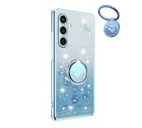 YUECXIN Funda Glitter para Samsung Galaxy S25 FE, Cute Brillante para Niñas Mujerese Carcasa Bling, Ultradelgado Suave Prémium Antigolpes TPU Bumper Silicona Cubierta, Azul