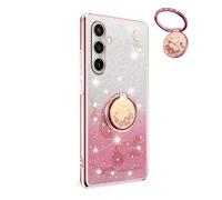 YUECXIN Funda Glitter para Samsung Galaxy S25 FE, Cute Brillante para Niñas Mujerese Carcasa Bling, Ultradelgado Suave Prémium Antigolpes TPU Bumper Silicona Cubierta, Rosa