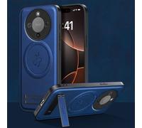 YUECXIN Funda Magnética para Honor Magic 8 Lite 5G/Magic8 Lite Compatible con Magsafe con Soporte, Cáscara Lente de Cámara, Estuche Lujo Cuero PU Atrás+TPU Antigolpes Bumper. Azul