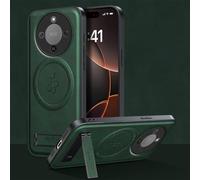 YUECXIN Funda Magnética para Honor Magic 8 Lite 5G/Magic8 Lite Compatible con Magsafe con Soporte, Cáscara Lente de Cámara, Estuche Lujo Cuero PU Atrás+TPU Antigolpes Bumper. Verde