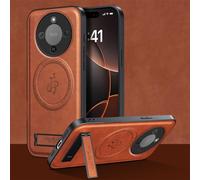 YUECXIN Funda Magnética para Honor Magic 8 Lite 5G/Magic8 Lite Compatible con Magsafe con Soporte, Cáscara Lente de Cámara, Estuche Lujo Cuero PU Atrás+TPU Antigolpes Bumper. Marrón