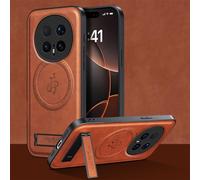 YUECXIN Funda Magnética para Honor Magic 8 Pro/Magic8 Pro Compatible con Magsafe con Soporte, Cáscara Lente de Cámara, Estuche Lujo Cuero PU Atrás+TPU Antigolpes Bumper. Marrón