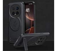 YUECXIN Funda Magnética para Honor Magic 8 Pro/Magic8 Pro Compatible con Magsafe con Soporte, Cáscara Lente de Cámara, Estuche Lujo Cuero PU Atrás+TPU Antigolpes Bumper. Negro