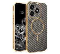 YUECXIN Funda Magnética para Honor X5c Plus con MagSafe, Cubierta Textura Fibra de Carbono Moda Duradero, Carcasa Ultradelgado Antigolpes Suave TPU Silicona. Marrón