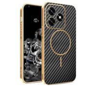 YUECXIN Funda Magnética para Honor X5c Plus con MagSafe, Cubierta Textura Fibra de Carbono Moda Duradero, Carcasa Ultradelgado Antigolpes Suave TPU Silicona. Negro