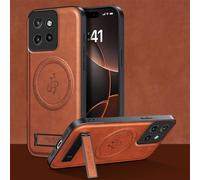 YUECXIN Funda Magnética para Motorola Edge 50 Neo/Edge 60 Neo/ThinkPhone 25 Compatible con Magsafe con Soporte, Cáscara Lente de Cámara, Estuche Lujo Cuero PU Atrás+TPU Antigolpes Bumper. Marrón