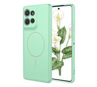 YUECXIN Funda Magnética para Motorola Edge 50 Neo/Edge 60 Neo/ThinkPhone 25 Compatible con MagSafe, [Carcasa de Silicona Líquida] Ultradelgado Suave Antigolpes TPU Bumper Estuche Caso. Verde Claro